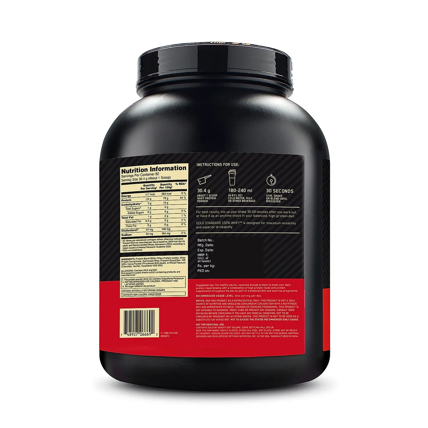 Optimum Nutrition (ON) Gold Standard 100% Whey Protein Powder - 5.5 lbs (2.5Kg)