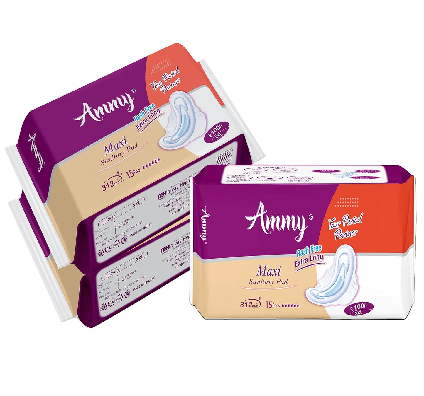 Ammy Maxi Sanitary Napkins with Wings (Pack of 3)