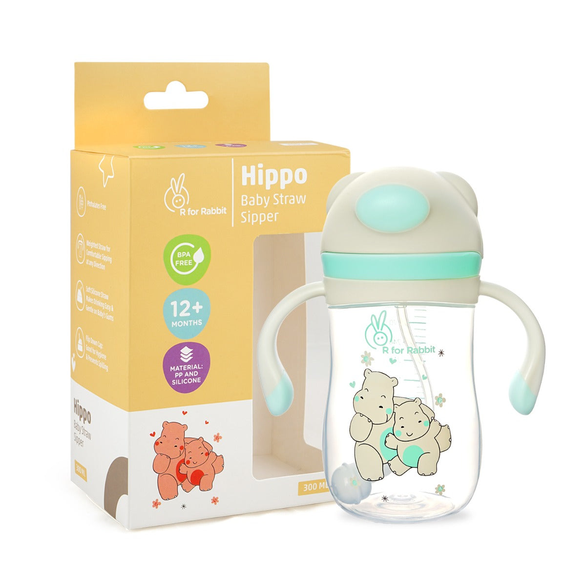 Hippo Baby Straw Sipper (Green)