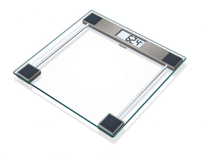 BEURER GS 11 GLASS BATHROOM WEIGHT SCALE WITH TRANSPARENT LCD DIGITAL SCALE GLASS