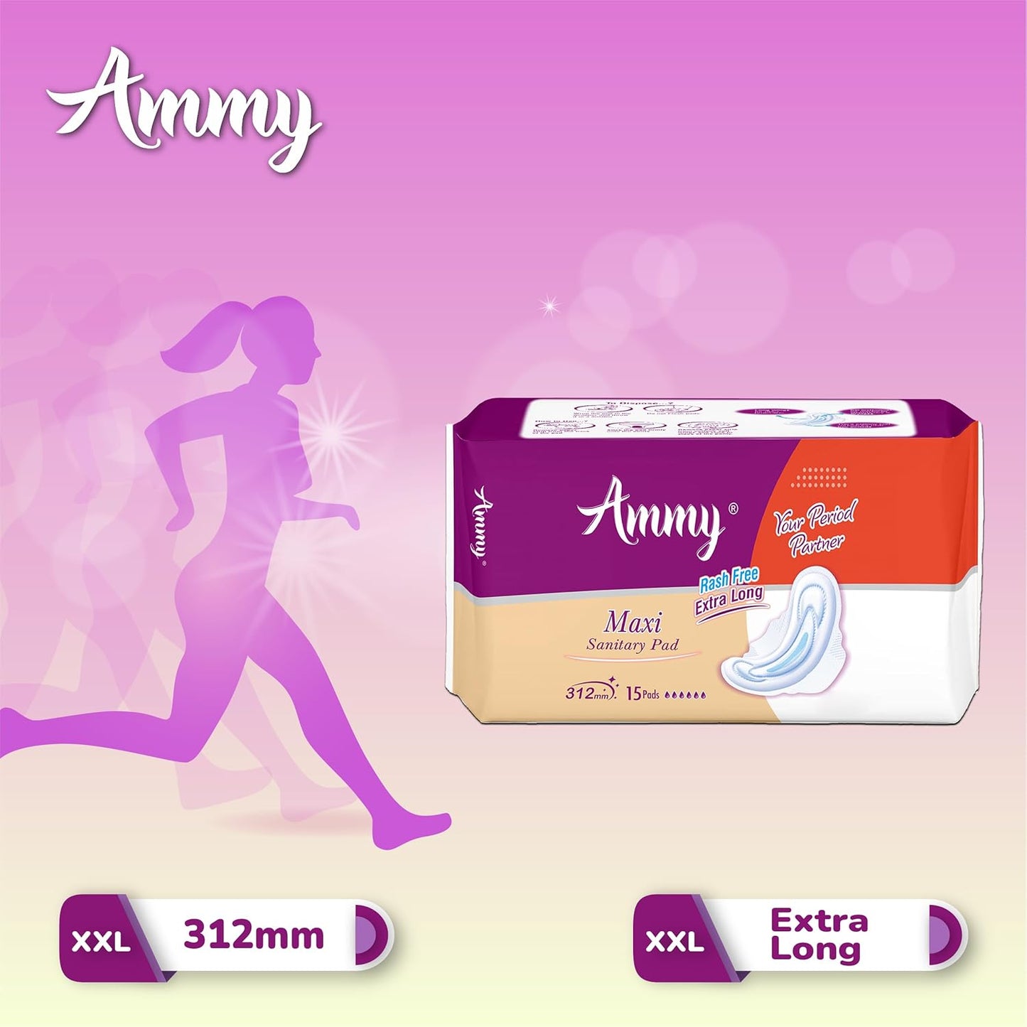 Ammy Maxi Sanitary Napkins with Wings (Pack of 3)