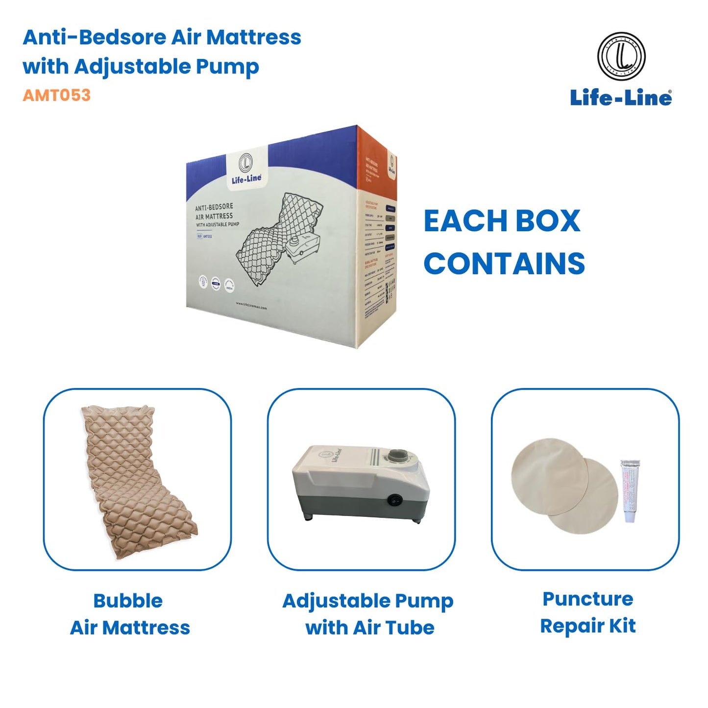 LIFE LINE Bubble Air Mattress with Pump
