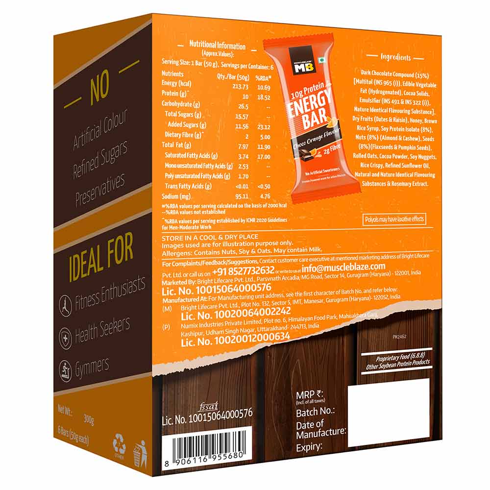 MuscleBlaze Energy Bar, 6 bar(s)