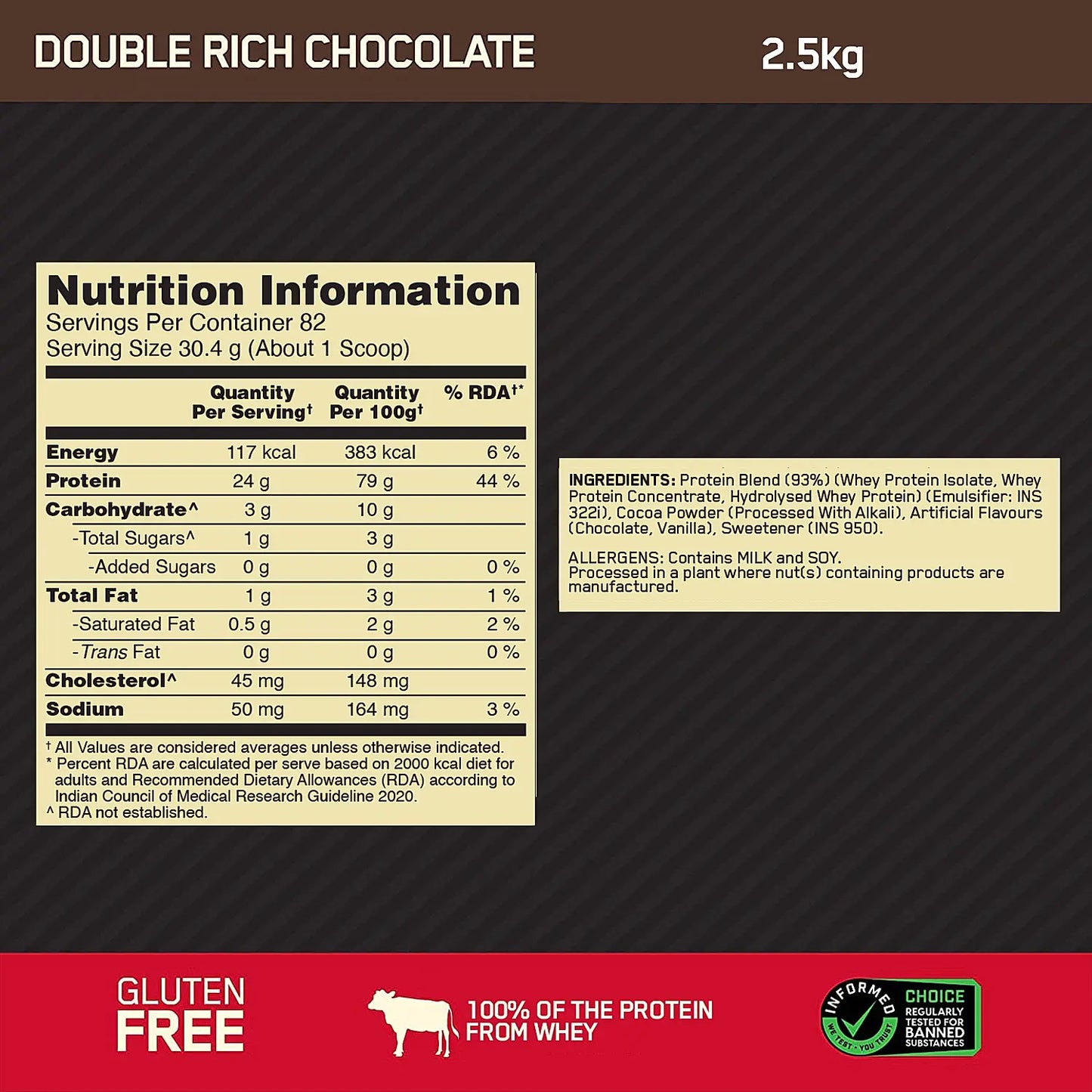 Optimum Nutrition (ON) Gold Standard 100% Whey Protein Powder - 5.5 lbs (2.5Kg)