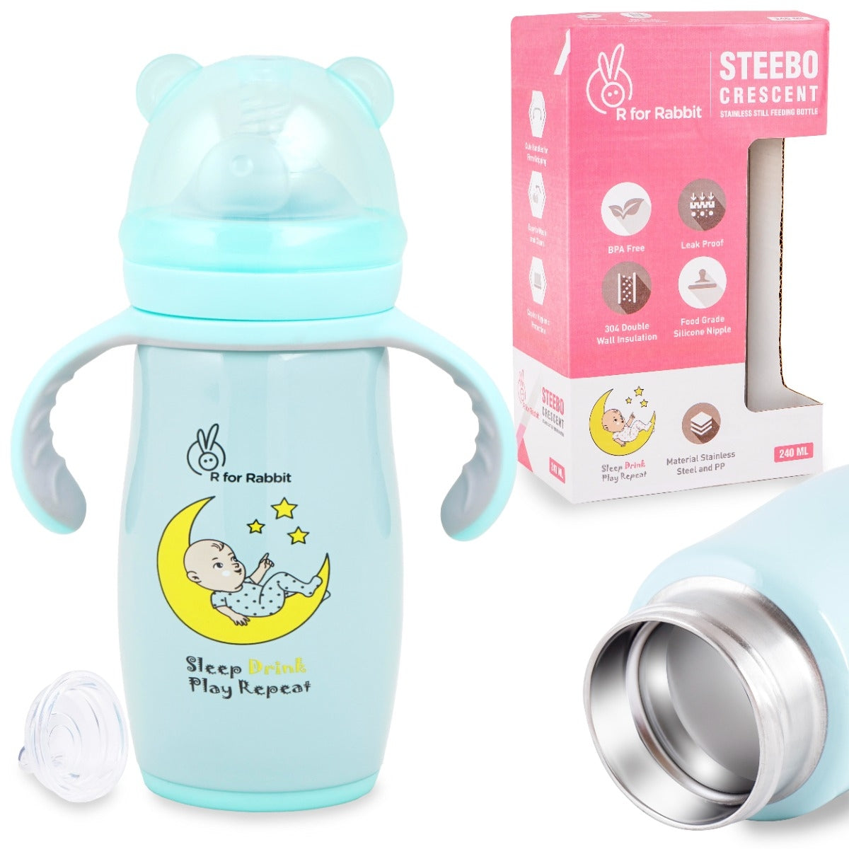 Steebo Crescent SS Baby Spout Sipper 240 ML