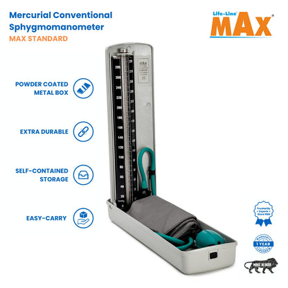 LIFE LINE MAX STANDARD Portable Mercurial Blood Pressure Monitor