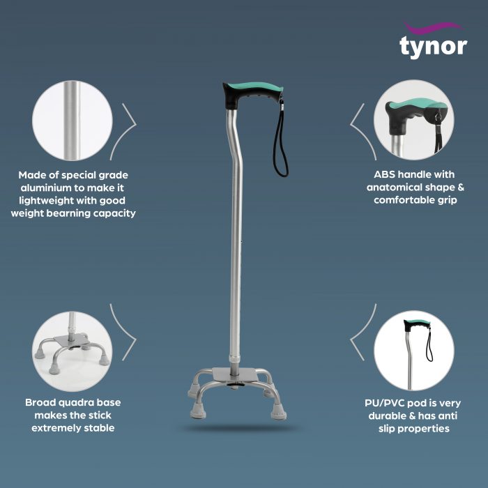 Tynor Walking Stick Quadripod, Universal Size