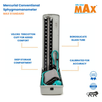 LIFE LINE MAX STANDARD Portable Mercurial Blood Pressure Monitor