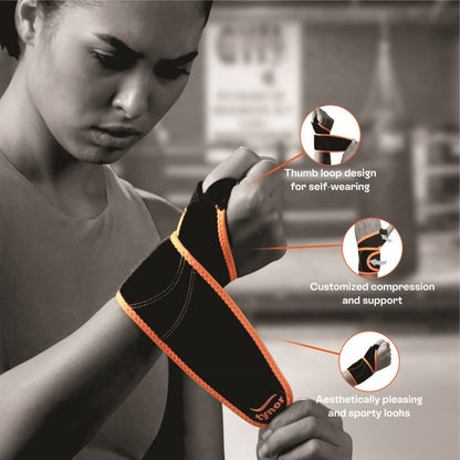 Tynor Wrist Support With Thumb Loop (Neo), Universal, Pack of 2