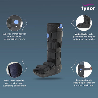 Tynor Walker Boot Air, Black, 1 Unit