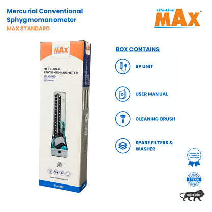 LIFE LINE MAX STANDARD Portable Mercurial Blood Pressure Monitor