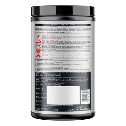 MuscleBlaze Pre Workout WrathX, 500g