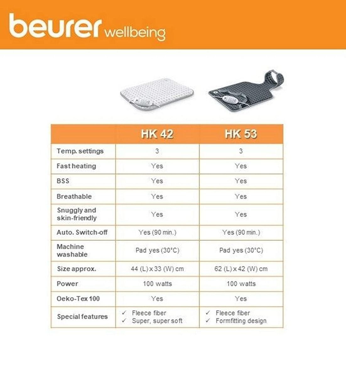 Beurer HK 53 back & neck heat pad with 3 temperature settings breathable
