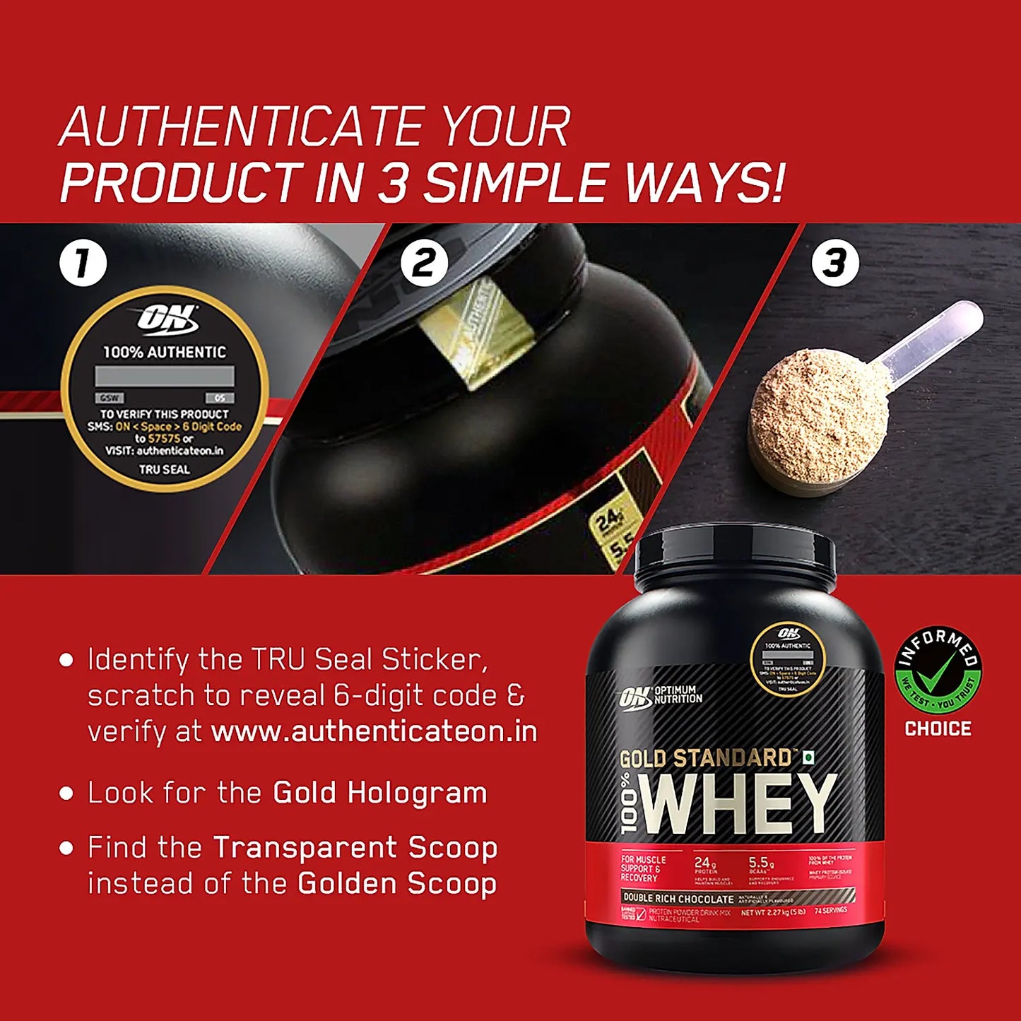 Optimum Nutrition (ON) Gold Standard 100% Whey Protein Powder | 2 lbs (907 g)