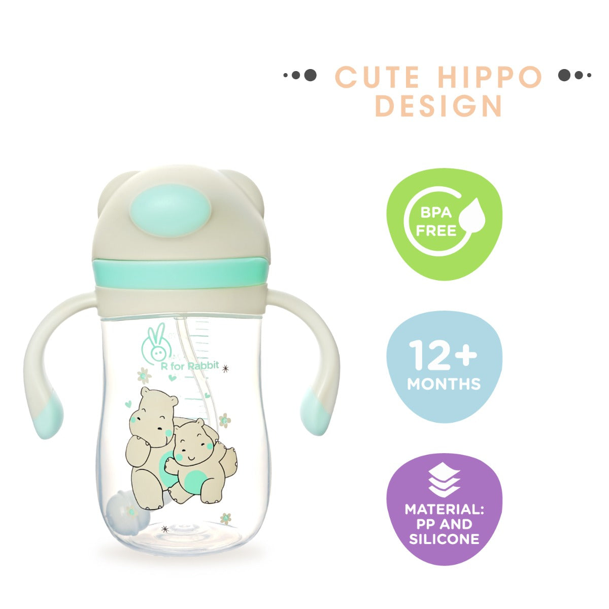 Hippo Baby Straw Sipper (Green)