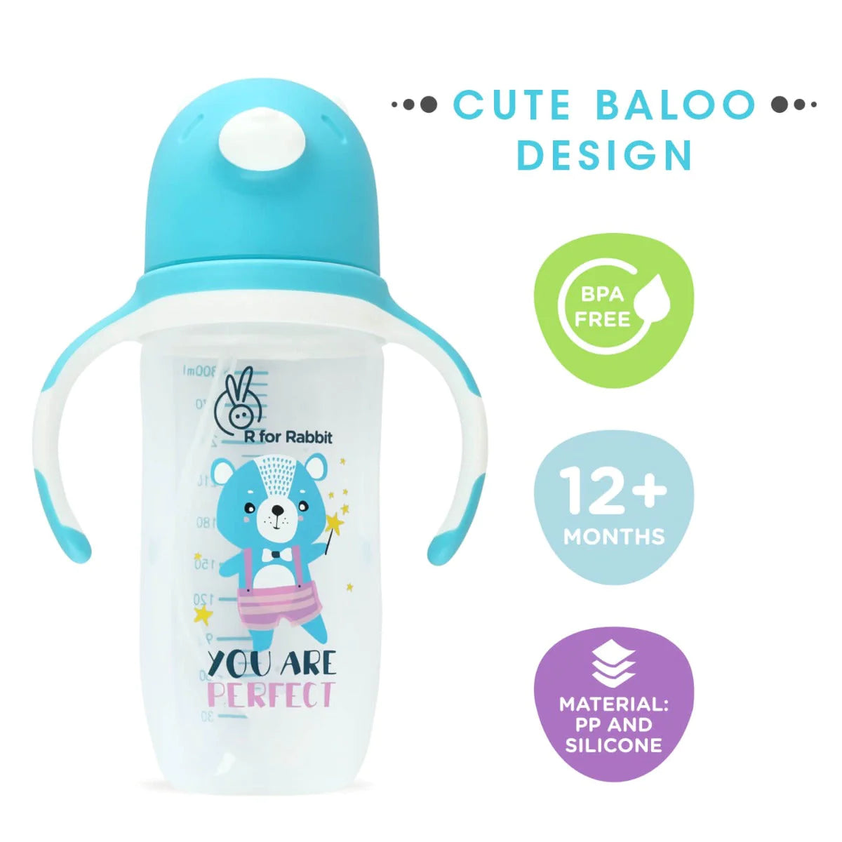 Premium Baloo Baby Straw Sipper Bottle 300 ML
