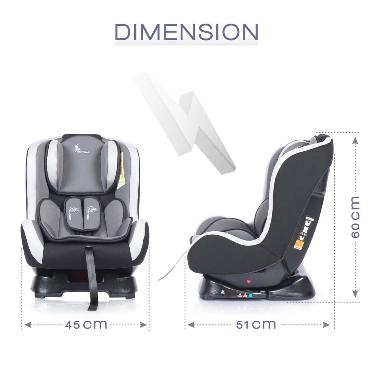 Jack N Jill Baby Car Seat for 0 to 5 Years (Black Grey)